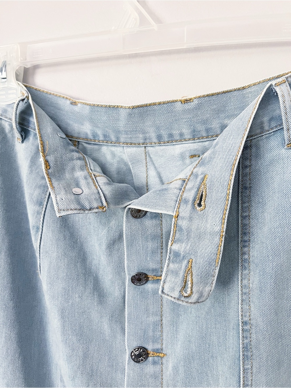 Lightwash Denim Straight Midi Jean Skirt XS Coastal Cowgirl Beachy Western Chic - Picture 6 of 8